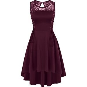 ❤️ Gothic Victorian Sleeveless Lace-Up Hi-Lo Dress with Pockets SIZE S NWT